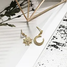 SHANICE стерлингового серебра 925 CZ серьги гвоздики для женщин ювелирные изделия миф звезда и луна серьги кубический циркон пирсинг уха