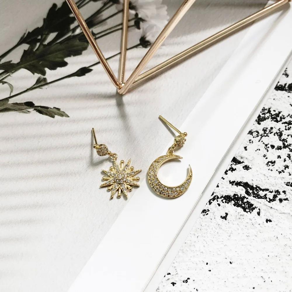 

SHANICE 100% 925 Sterling Silver CZ Stud Earrings For Women Jewelry the Myth of Star and Moon Earrings Cubic Zircon Ear Piercing