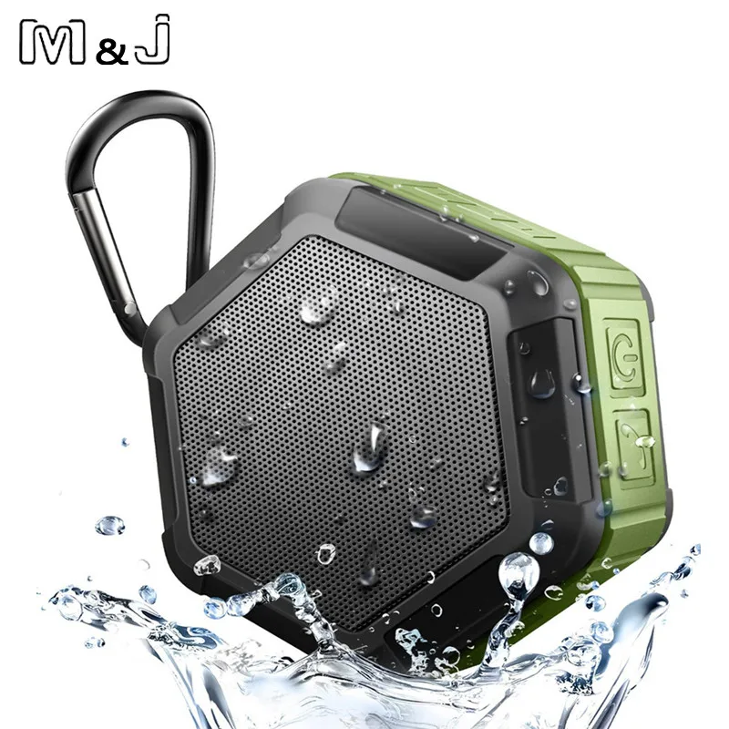 M& J работает в воде Портативный беспроводной Bluetooth динамик сабвуфер мощный IP65 Спорт на открытом воздухе Mp3 плеер Музыкальный динамик бас - Цвет: Green