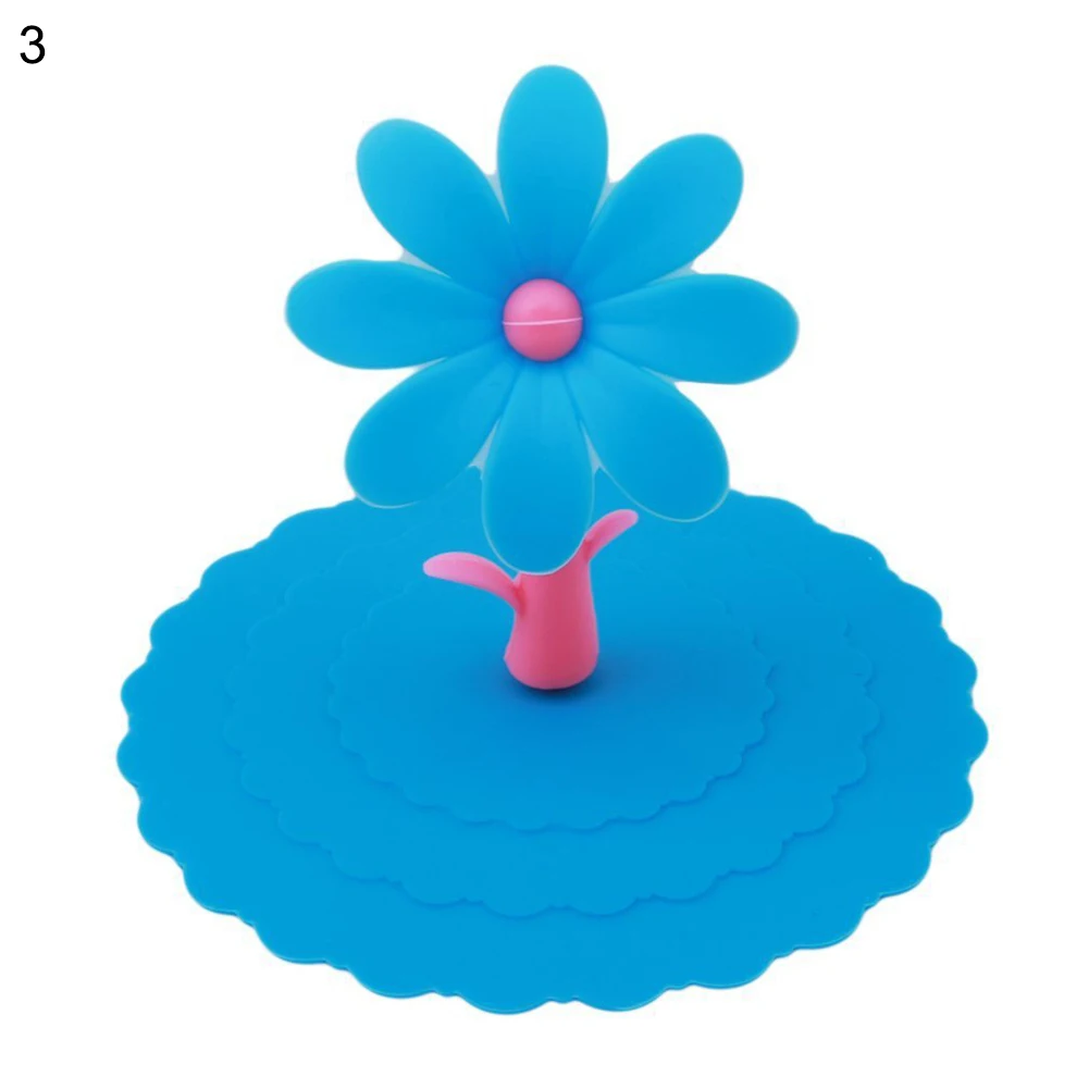 1Pc Silicone Cup Cover Cute Dustproof Reusable Silicone Cartoon Flower Mug Cup Bow Cover Lid Cap Kitchen Tool Cup Lid