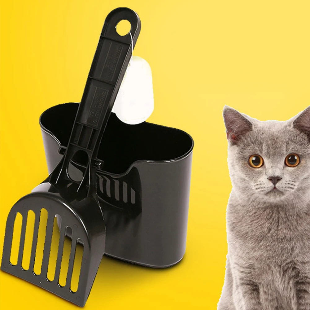 

Save Space Hook Terrarium Box-packed Cat Litter Scoop Set Sifter Bedding Pet Poo Shovel PP Cleaning Mesh Black