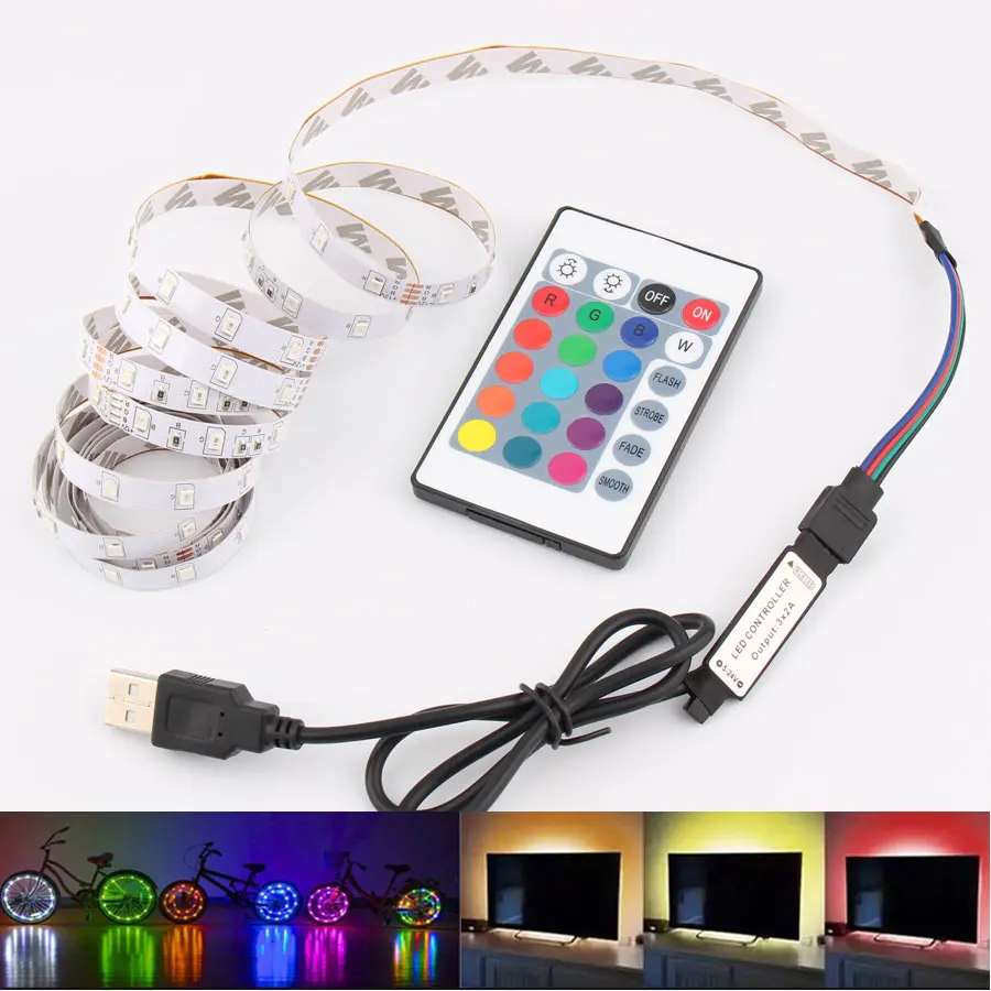 диодная лента USB 5 В светодиодные полосы света SMD2835 RGB светодиодные ленты, полосы pc теплый белый 50 см 1 2 м Led лампа гибкие ленты Светодиодные ТВ