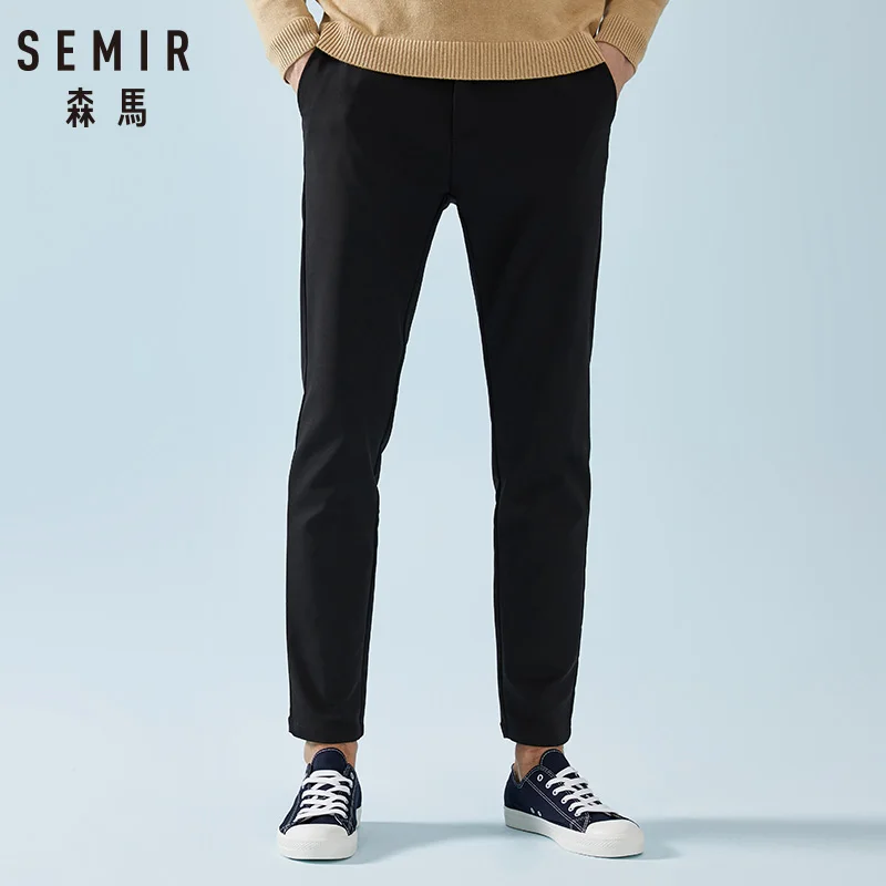 SEMIR мужские облегающие брюки хлопковые Чино с боковыми карманами и задними на