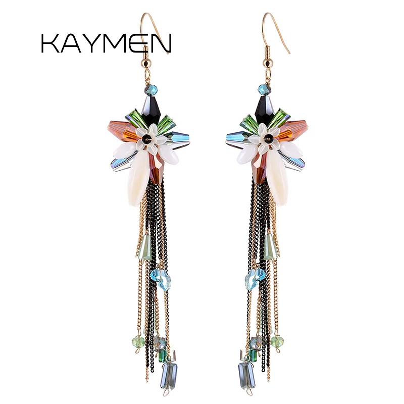 

KAYMEN Luxury Handmade Crystals Earrings Women Girls Beautiful New Fashion Dangle Drop Earrings Golden Fish ear Hook Earrings