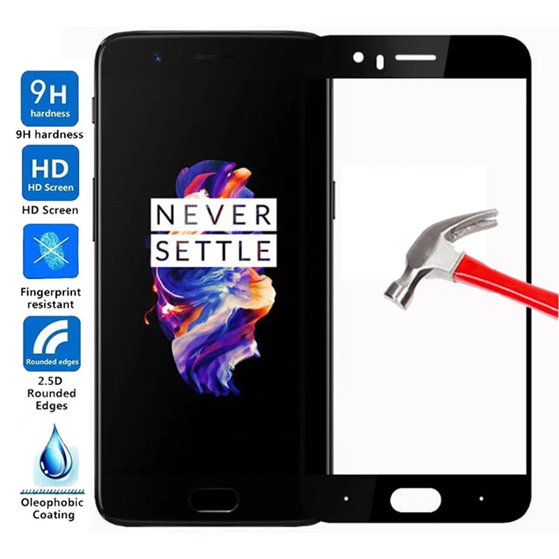 Полное покрытие из закаленного стекла для OnePlus 5 Five One Plus Защитная пленка экрана 9 H