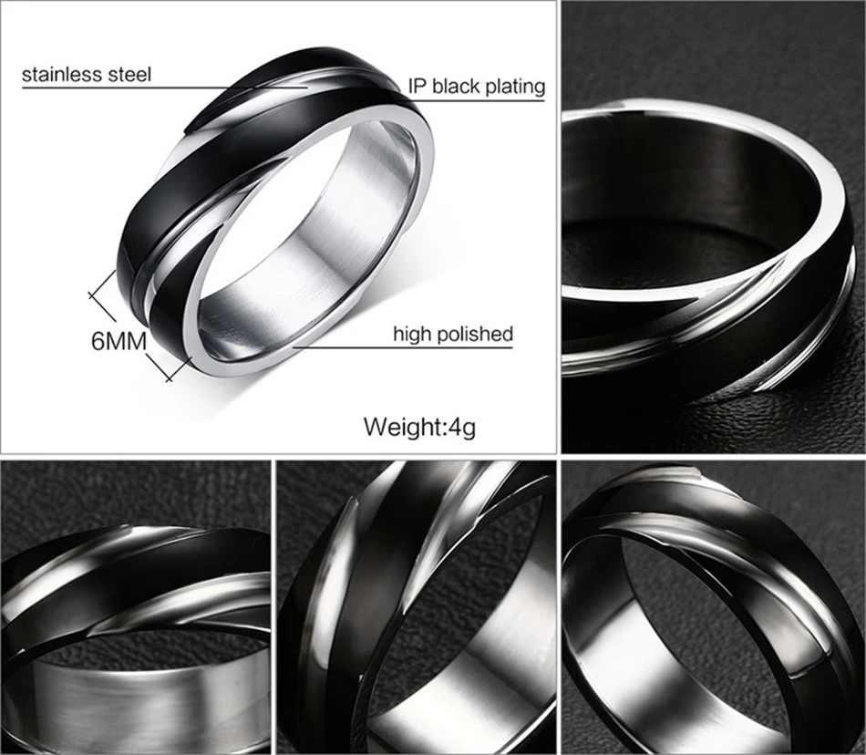 ORSA JEWELS 2018 New Fashion Daily Wear Rings Top Quality Lead & Nickel Free Black Color Stainless Steel Men Party Rings OTR60