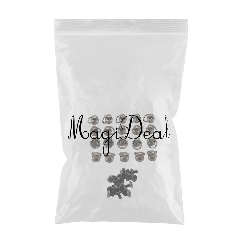 20pcs Brass Rivet Studs Screw Back Round Head O Ring Leather Craft Punk SpotS