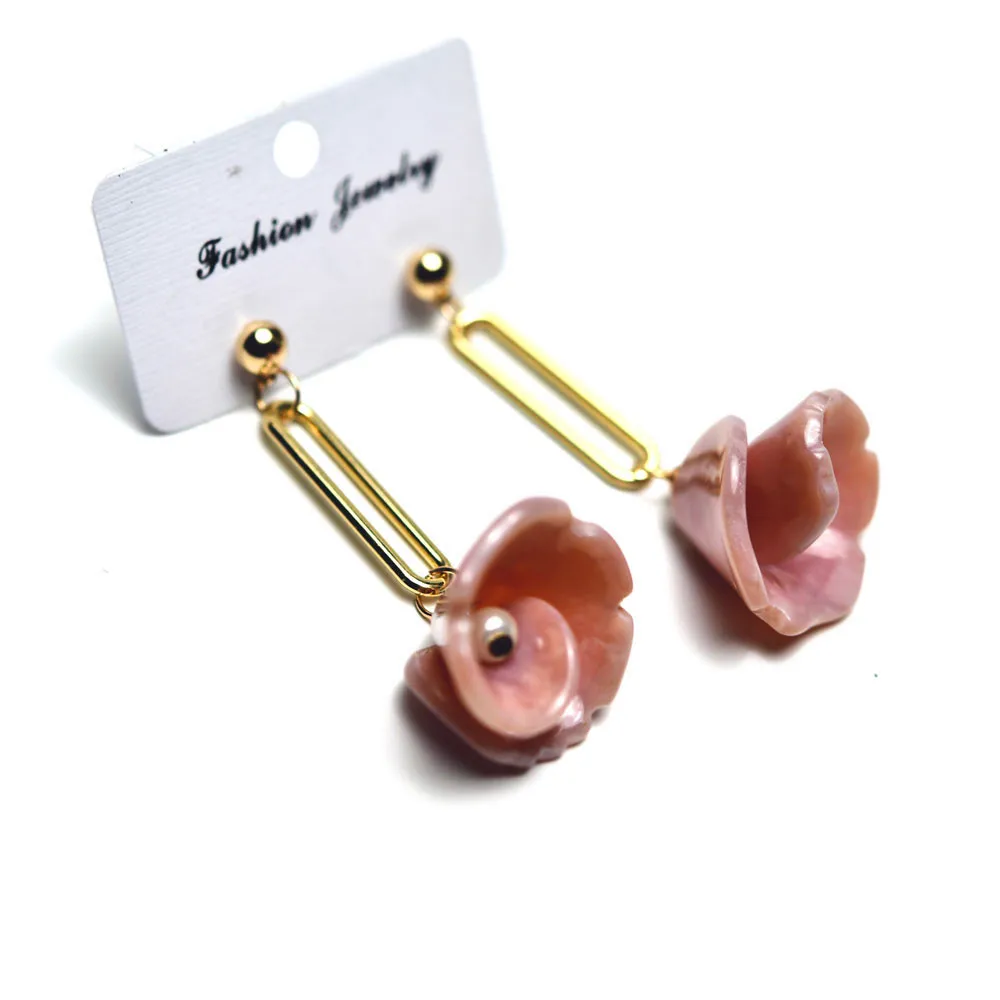 

artificial jewellery earrings girls beautiful long pink acrylic flower earrings ladies tribal jewelry women's fashion earrings