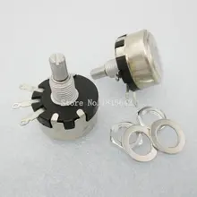 2 шт./лот WX110(010) 100R 100 Ом 3 клеммы для спайки 6 мм круглый металлический вал одноповоротный проволочный потенциометр