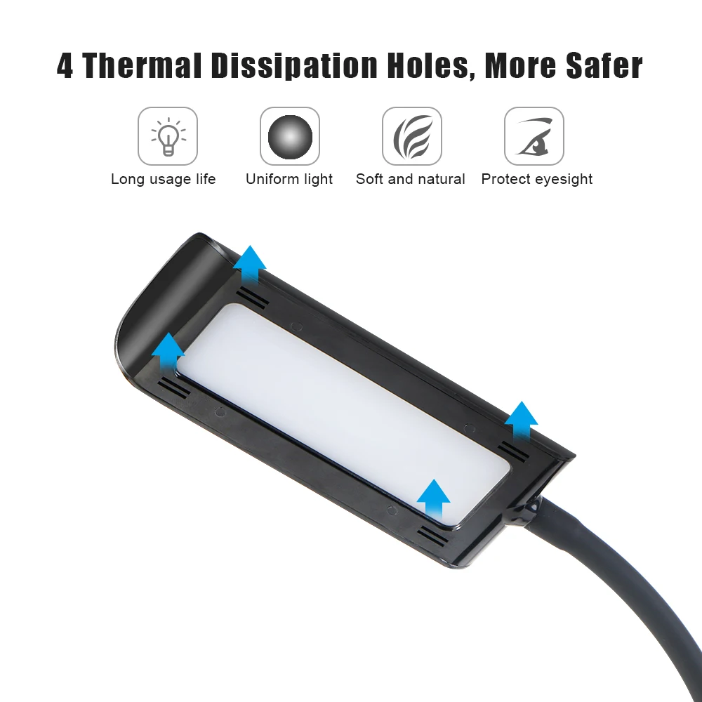 BRILEX Desk Lamp Flexible LED Lamp Touch Control Table Lamp 3 Lighting Modes Rotating and Adjustable Arm Black One Free Shipping