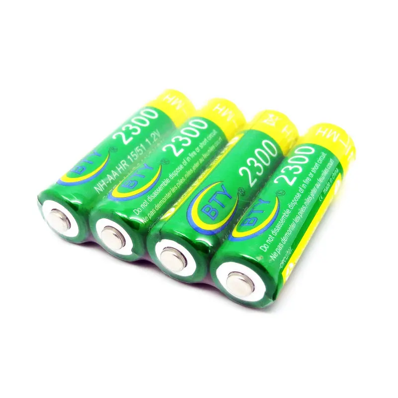 4pcs/lot 1.2v Rechargeable Battery 2300mah ni mh Battery AA Size for