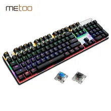 Metoo Mechanical font b Keyboard b font 87 104 Anti ghosting Luminous Blue Black Switch LED