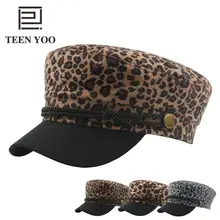 Осень Зима Ретро женские армейские кепки хлопок Леопардовый принт берет женский Casquette военный темно-синий шляпа плоская кепка s армейская Кепка
