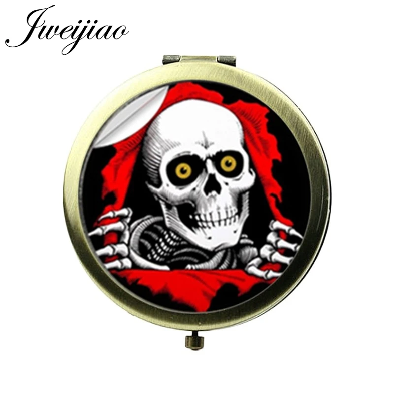 JWEIJIAO пиратский череп стеклянный кабошон карманное зеркало музыка Skullcandy для женщин Красота Хэллоуин портативное круглое зеркало для макияжа рук - Цвет: NS444 2