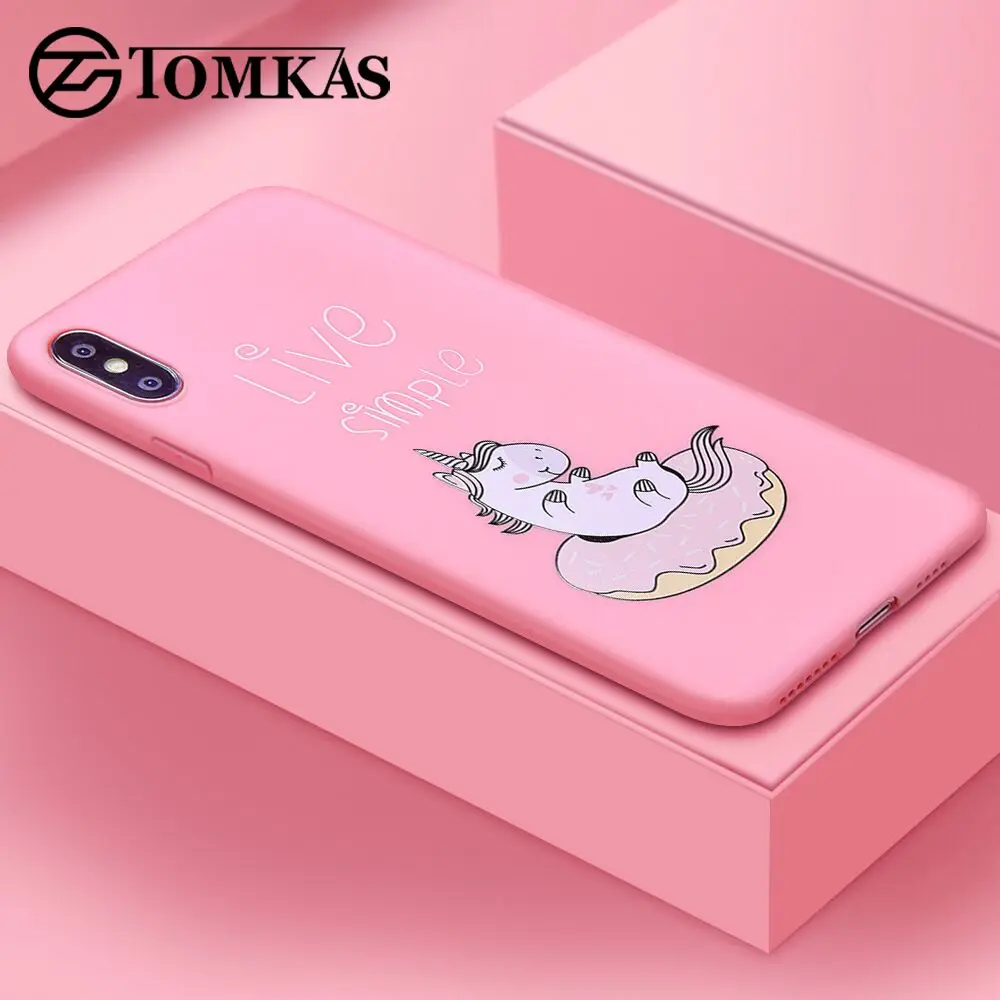 TOMKAS يونيكورن الحيوان الهاتف حقيبة لهاتف أي فون 7 8 خزائن هاتف آيفون X XS ماكس عودة غطاء سيليكون كوكه حقيبة لهاتف أي فون 6 S 6 S 7