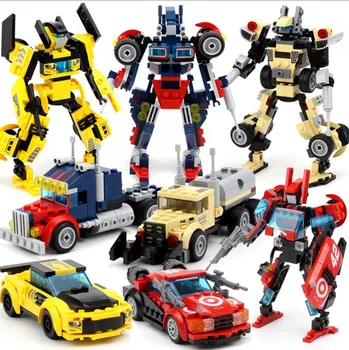 

4 IN 1 GUDI Transfor Robot Bricks Model Figure Vehicle Sport Car Creator Building Block Cartoon Model Educational Kids Toys gift
