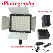 Yongnuo YN-600 YN600 3200-5500k LED Video Light + AC Adapter charger + 2pcs BB-6 AA battery box