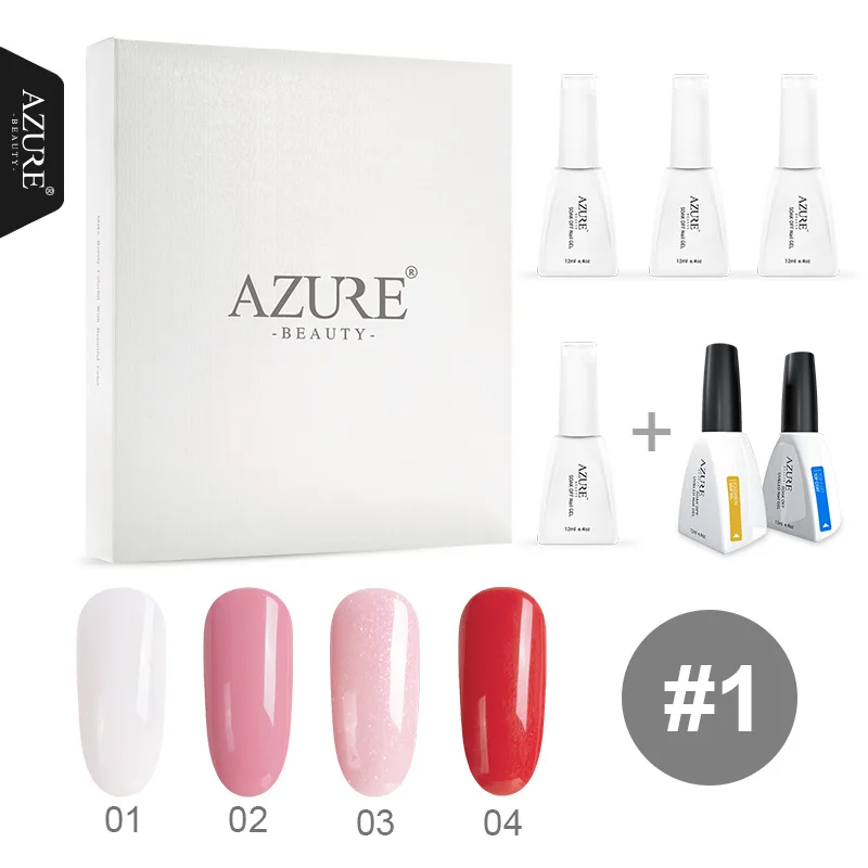 Azure beauty 6 шт./лот УФ-гель для ногтей основа Топ стоимость набор длительный срок 120 цветов на выбор Светодиодный УФ Гель-лак с коробкой наборы - Цвет: 1