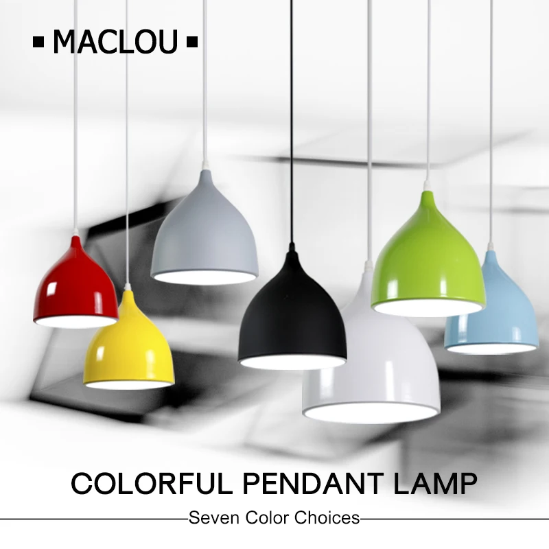 

Modern Pendant Lights Hanglamp Aluminum Colorful E27 Hanging Lamp Shade Restaurant Bedroom Living Room Hotel Kitchen Decor