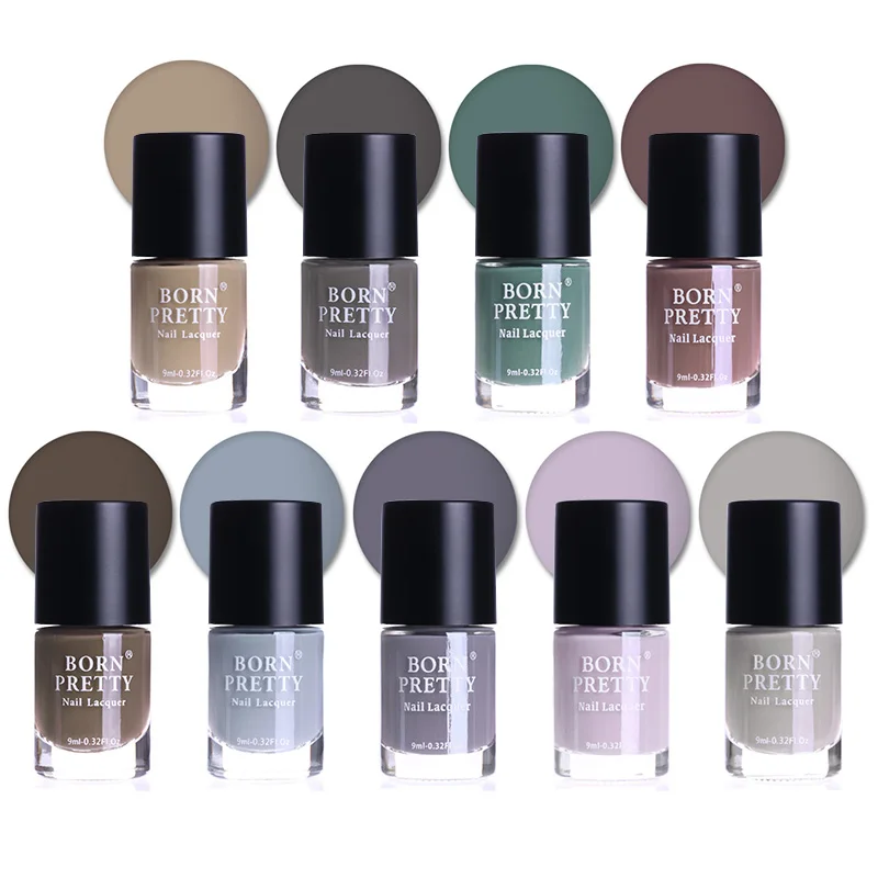 

BORN PRETTY Matte Dull Nail Polish 9ml Long Lasting Nail Lacquer Polish Dark Pure Nail Color Varnish Manicure 9 Colors 1 Bottle