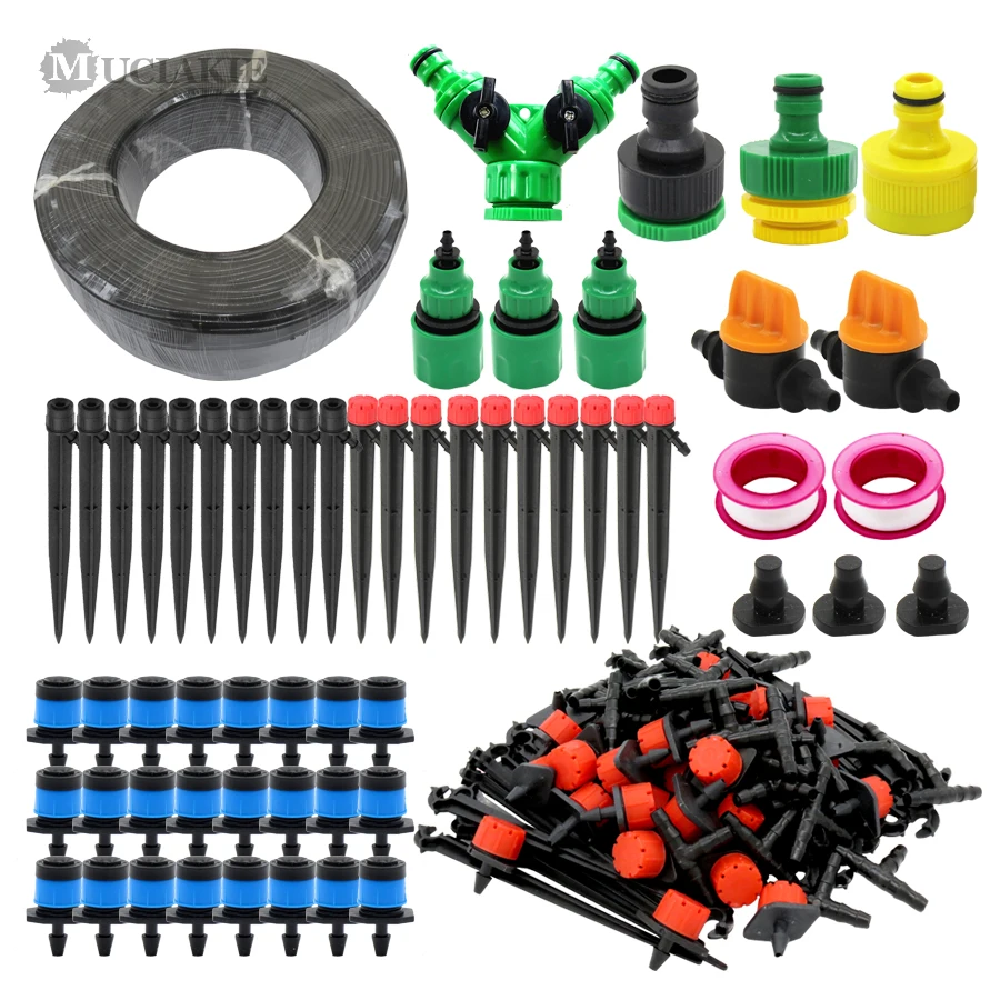 

50M 40M 30M 5M Garden Drip Irrgation Kits System Home Automatic Watering Plants Device Adjustable Dripper Fittings Tap Adapter