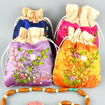 

Hangzhou embroidered brocade packaging jewelry accessories bag trick small bags wholesale 2pc/lot