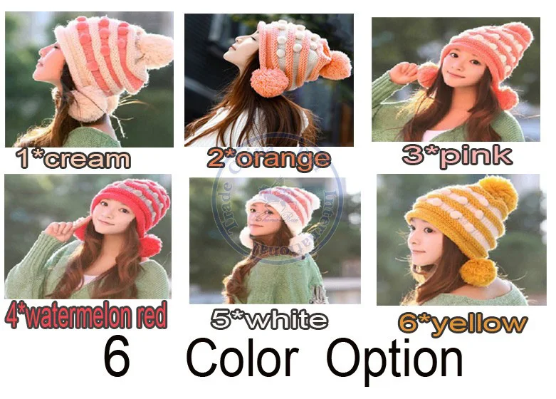 

Sweet balls knited hat Beanies Cap Autumn Spring Winter fashion girl lady's multi color  wholesale retail
