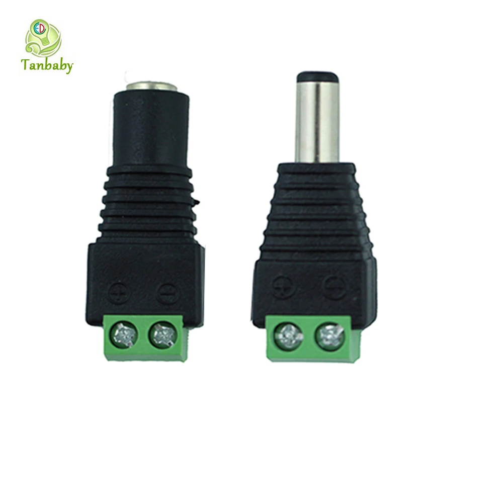 

1piece strip connector Male Female 2.1x5.5mm Jack DC Power Adapter connector for 3528 5050 5630 strip ,CCTV Camera Black