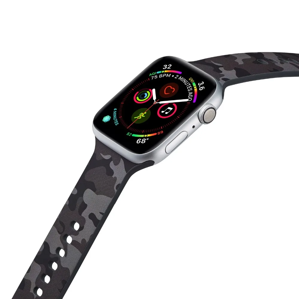 Сменный силиконовый ремешок для Apple Watch 4 44 мм 40 мм браслет с цветочным принтом для iwatch серии 5 3 2 38 мм 42 мм браслеты