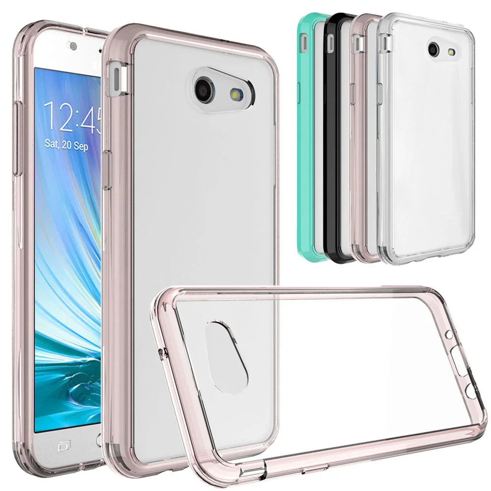Мягкий ТПУ Жесткий задний акриловый бампер Прозрачный чехол для Samsung Galaxy J3