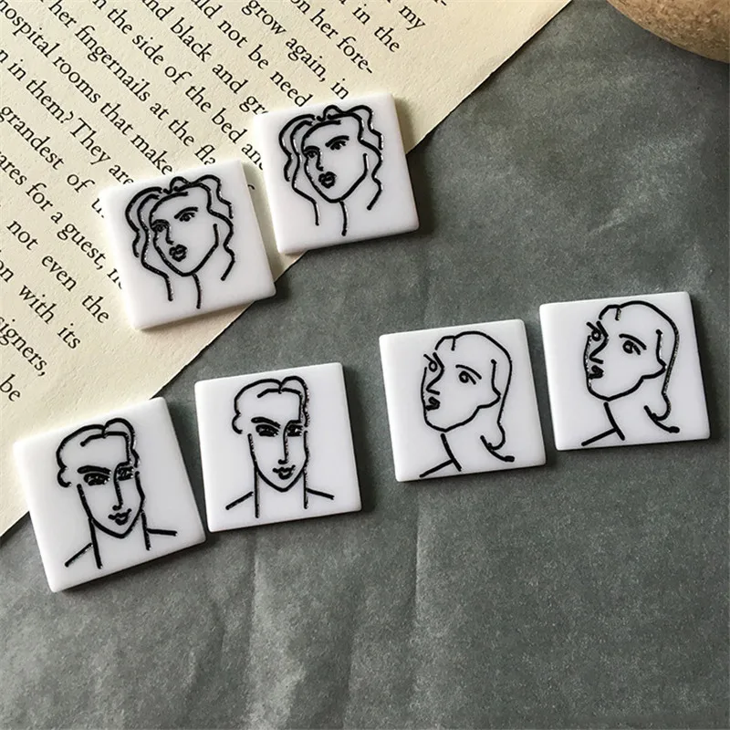 

2pcs Personality Portrait Acrylic Brooch Base Patch Spacers DIY Trendy Stud Earring Badge Make Jewelry Findings Couple Gift C262