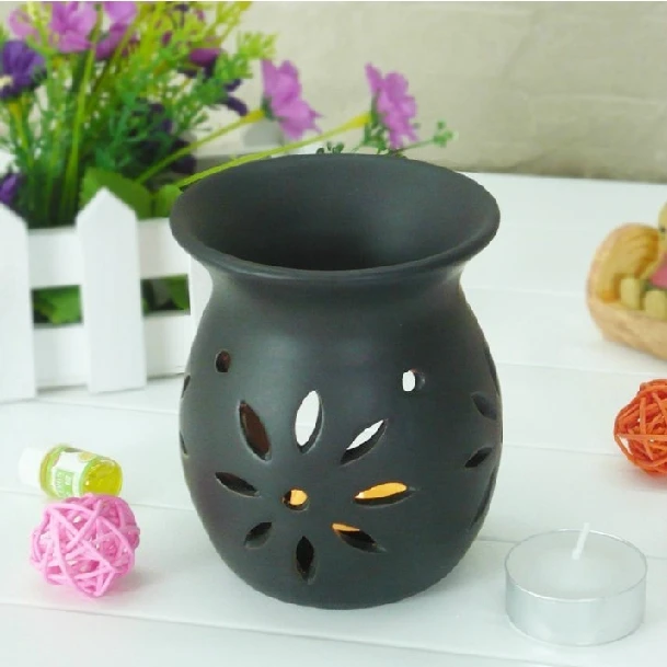 Dia 8.5*10cm Fashion Flower Carving Ceramic Essential Oil Burner Color