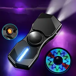 Ручной Spinner электронная USB Зажигалка аварийное светодиодное освещение прикуривателя палец гирофонарик изысканный Играть 18 видов узор