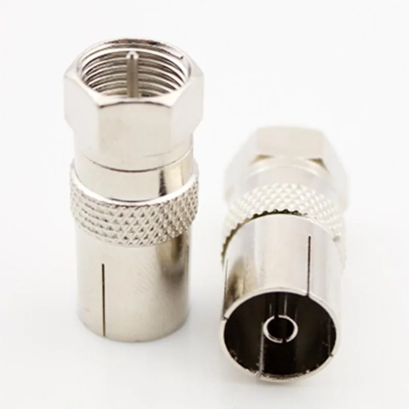10pcs F male plug to IEC PAL DVB T TV female jack RF adapter connector