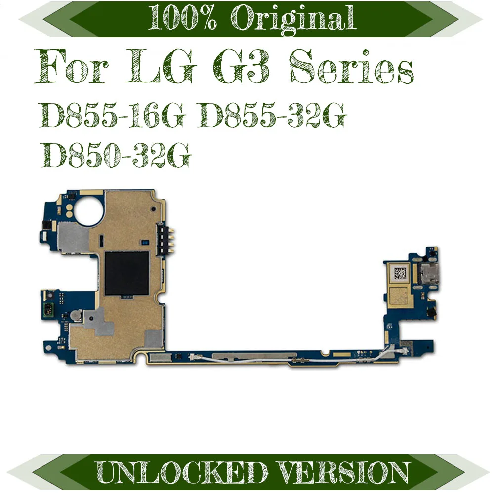 

Original unlocked 16GB / 32GB for LG G3 D855 Motherboard with Chips,Complete Logic Boards for LG G3 D850 D852 Motherboard 32GB