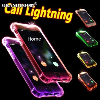 

50pcs LED Call Light Up Glitter Flash Transparent Case For iPhone 11 Pro Max XS XR X 8 7 6 6S Plus 5 5S Luminous Soft TPU Cover