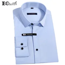 Новое поступление черные однотонные рубашки для Для мужчин футболки с длинными рукавами мужской социальной платье в деловом стиле работы мужские деловые рубашки Формальные 4XL