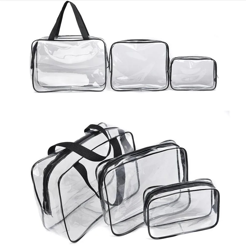 

Eco-friendly PVC clear double Transparent Cosmetic Bag case Women Travel clear Make up Toiletry Organizer Case travel pvc bag