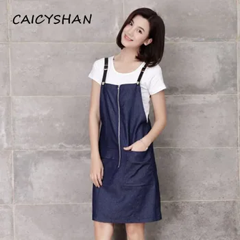 

New Summer Women Dresses Vestido Plus Size Casual loose T-Shirt + Braces Zipper Jeans Dress For Women Large Size Denim Two-Piece