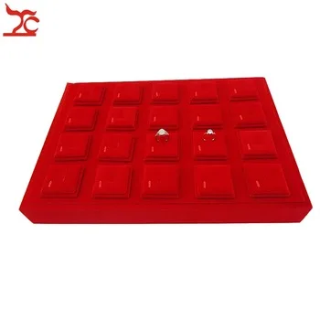 High Quality Red Velvet Jewelry Display 20pcs Removable Magnet Ring Holder Sheet Ring Organizer Tray  35*25*5cm Free Shipping