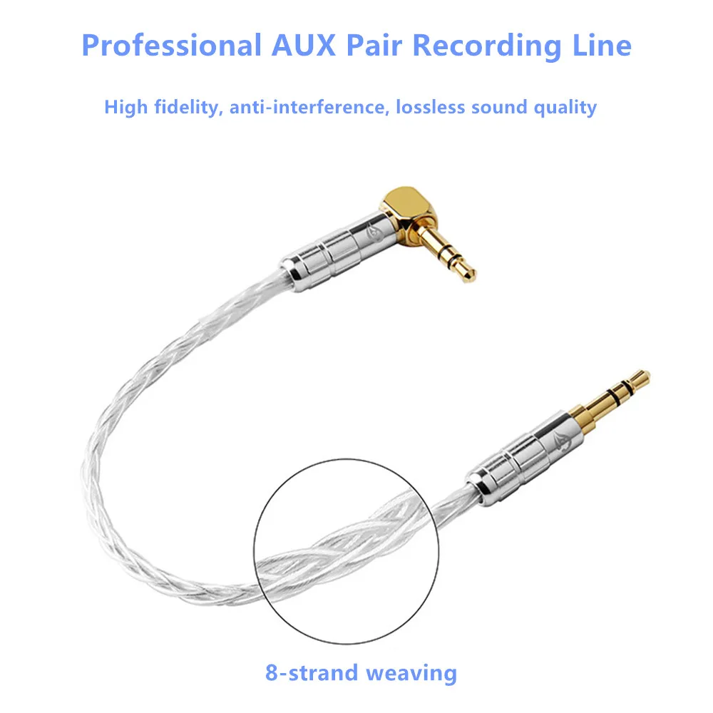 3 5 Jack 90 Degrees Headphone Hifi 3 5mm Balance Plug Audio Connector Headphone Upgrade Wire Silver DIY AUX Extension Cable
