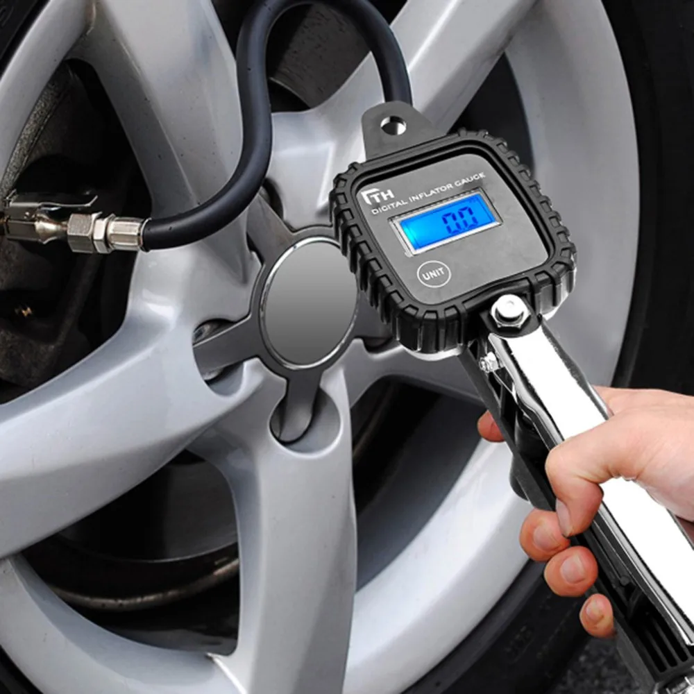 Digital Car Tire Tyre Inflator Air Pressure Gauge PSI With Hose Auto
