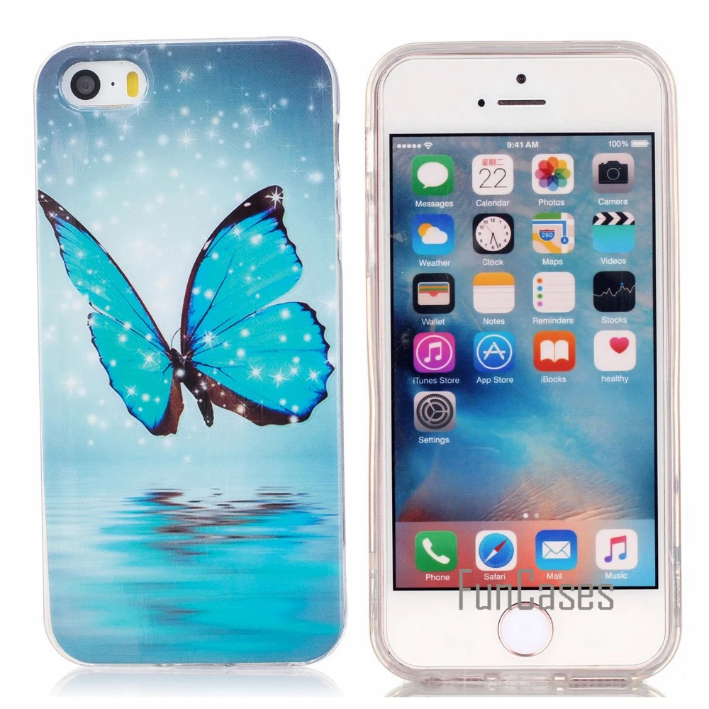 Funda luminosa para iPhone 5s SE, carcasa de silicona para iPhone 5s 5, phibe celulars aiphon handphone teléfono| - AliExpress