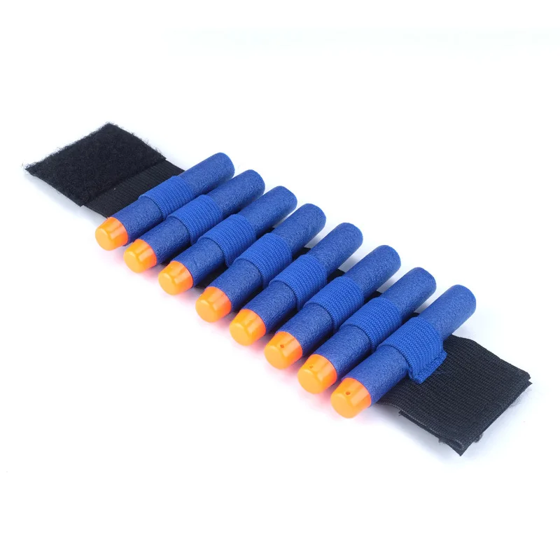 100pcs/lot Bandolier Wristband Gun Soft Bullet Wrist Hand Strap Clip Charger Darts ammo storage