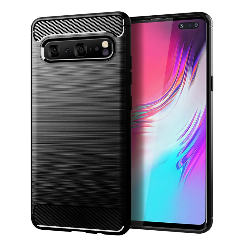 

for samsung galaxy s10 5g case silicone carbon fiber mobile solid color soft cases