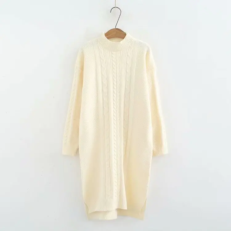 Crew Neck Long Sweater for Autumn Spring Casual Plus Size Women Knitted Sweaters Solid Pullovers KKFY2942 Crew Neck Long Sweater for Autumn Spring Casual Plus Size Women Knitted Sweaters Solid Pullovers KKFY2942