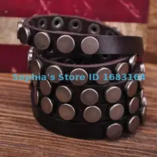 S317 коричневый рок R& B круглые Шпильки Мульти 5-wrap кожаные силиконовые браслеты мужские