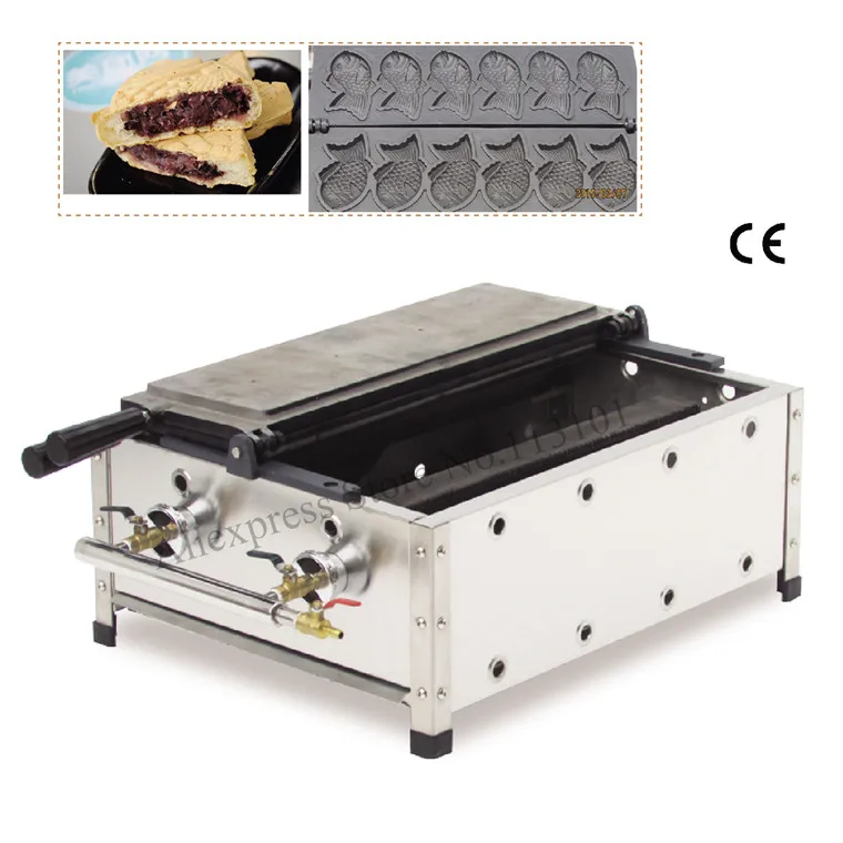 Commercial Taiyaki machine with 5 moulds Gas Fish Type Waffle Machine