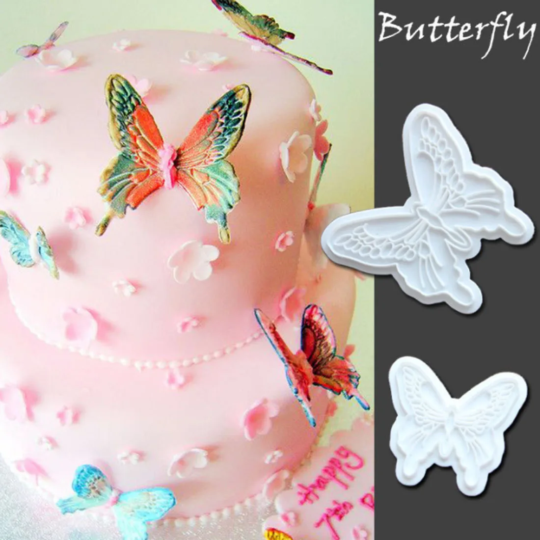 2x/Set Butterfly Cake Fondant Sugarcraft Mould Cookie Plunger Cutter Mold ToMJH2 