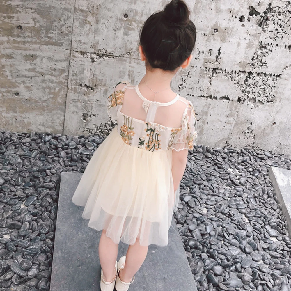 Летние платья для маленьких девочек; детская одежда для свадьбы с цветочным рисунком; кружевное платье принцессы с вышивкой; элегантное фатиновое платье-пачка для девочек; наряды